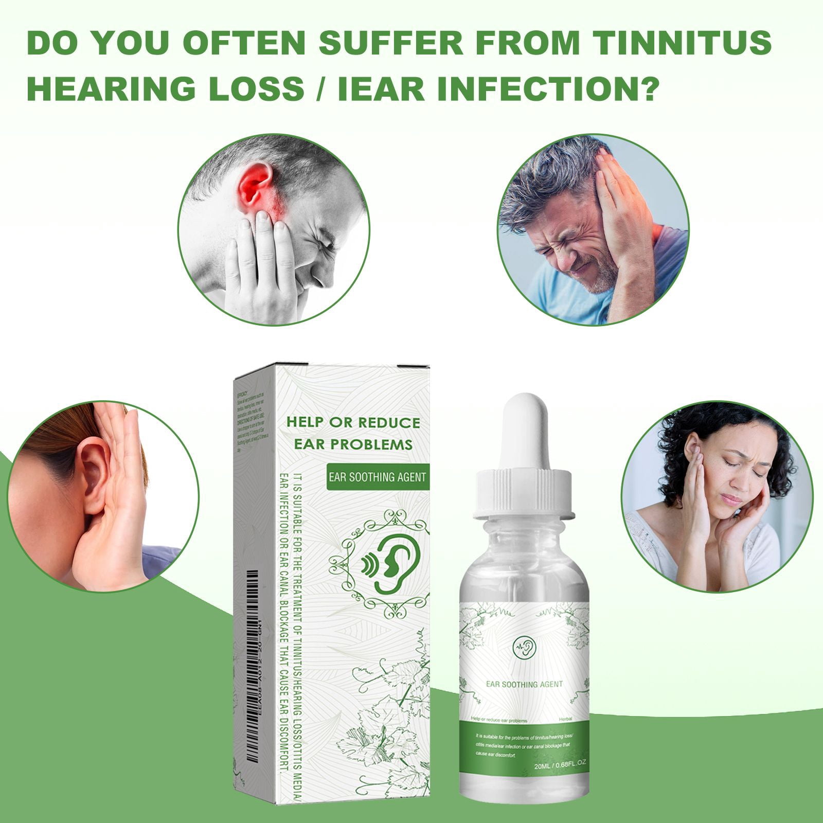 Alvantor Ear Drops for Tinnitus Relief, Gentle Plant Essence Ear Wax Removal for Clogged Ears, 0.67fl.oz