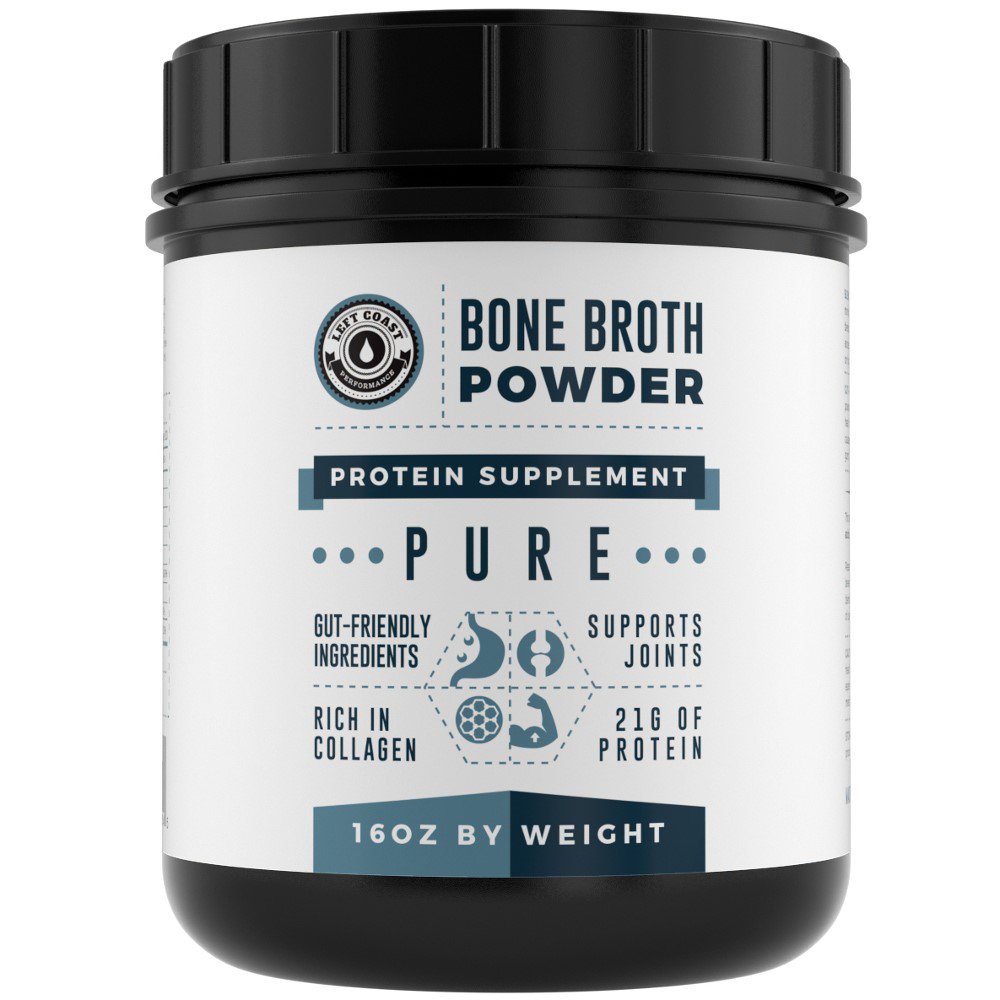 16oz Left Coast Bone Broth Protein Powder, 100 Pure Grass Fed Beef