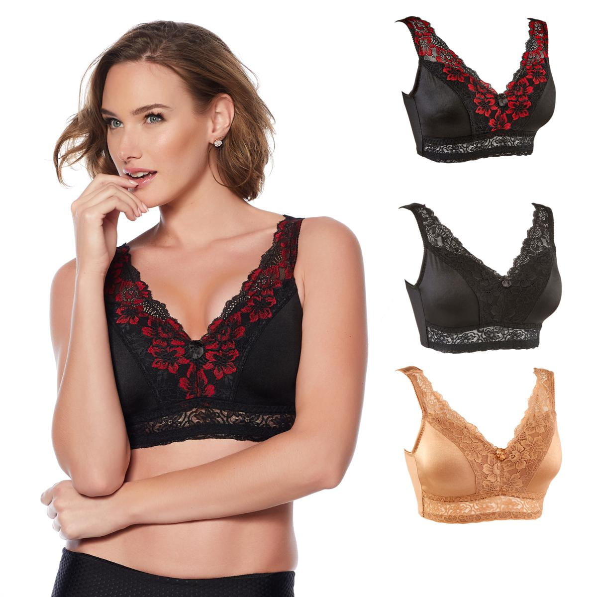 Rhonda Shear Lace Overlay Pin-Up Brief 3-pack-Soft Romance-1X-New