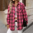 thumbnail image 6 of Lmueinov Flannel Shirts for Women Casual Loose Long Sleeve Womens Plaid Button Down Shirt Shacket Jacket Womens Fall Fashion Top, 6 of 7