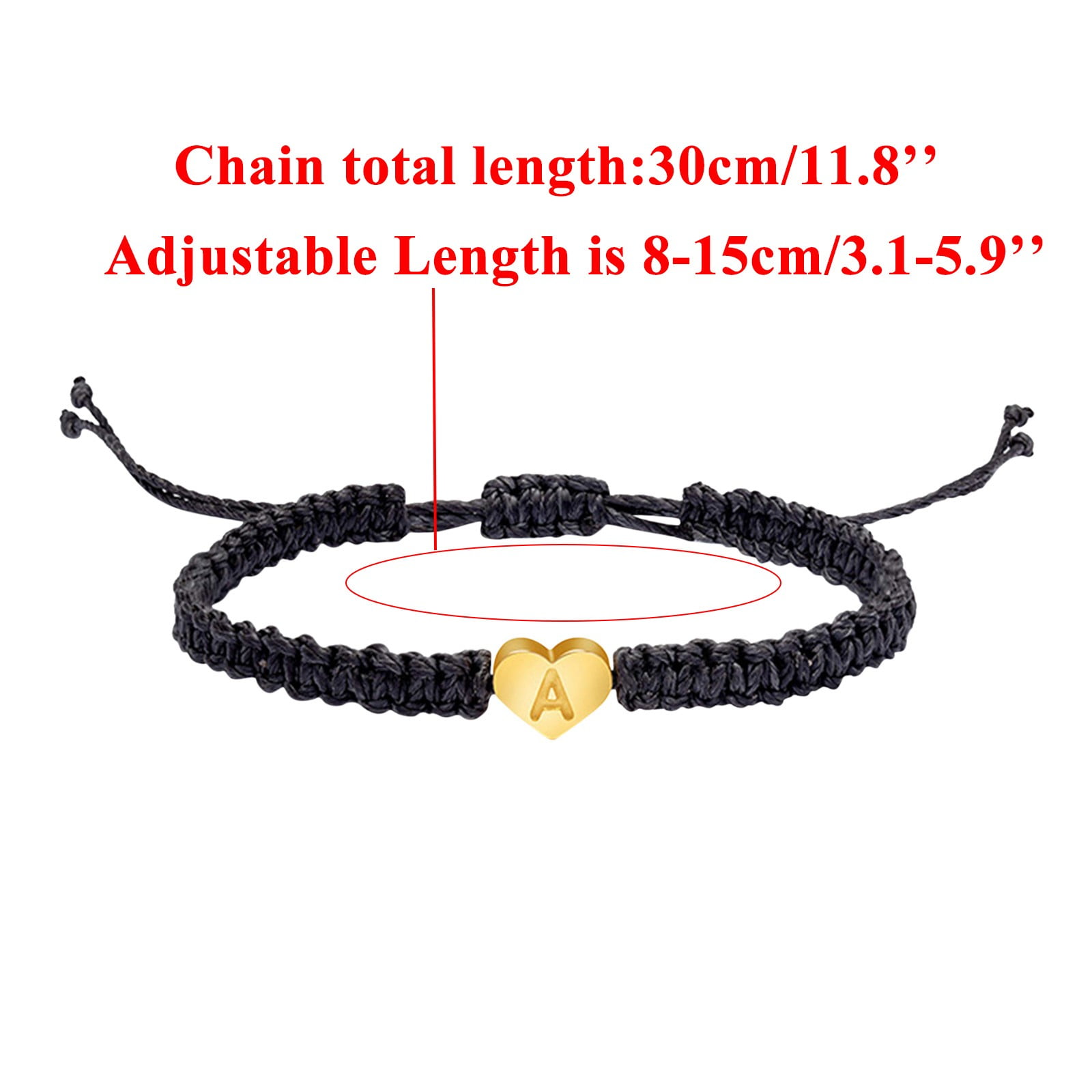 Personalized 26 Initial Bracelet Red Seven Knot Bracelet Gold Plated Letter  Woven Bracelet Fine Jewelry (R, One Size)