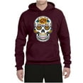 thumbnail image 2 of Wild Bobby Day Of The Dead Sugar Skull Pop Culture Unisex Graphic Hoodie Sweatshirt, Maroon, Small, 2 of 5