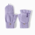 thumbnail image 2 of SAWOBUUN Kids Winter Convertible Flip Top Gloves Boys Girls Knit Half Finger Flip Mittens Warm Thermal Outdoor Cold Weather Gloves, 2 of 6