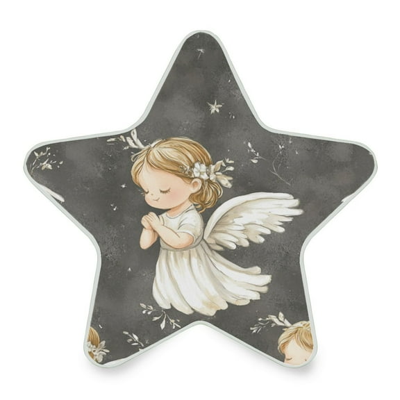 WOBOGO Little Angels with White Wings Pattern LED Star Night Light 0.2 Watt Wall Plug Dusk to Dawn Auto Switch Adjustable Brightness Soft White Light
