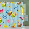 thumbnail image 2 of Summer Fruits Shower Curtain Tropical Fruits Coconut Pineapple Watermelon rative Bath Curtain Polyester Fabric Bathroom, 2 of 7