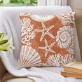 thumbnail image 3 of Pillow Covers 18x18 Set of 2, Orange Starfish Coastal Throw Pillow Covers Decorative Couch Cushion Cover, Ocean Nautical Beach Coral Shell Microfiber Soft Pillowcases for Bedroom Living Room Sofa, 3 of 9