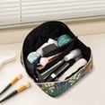 thumbnail image 2 of FORMRS Makeup Bag Travel Cosmetic Organizer for Women Fold Flat Zipper Pouch with Handle, White Floral Garden, 2 of 8