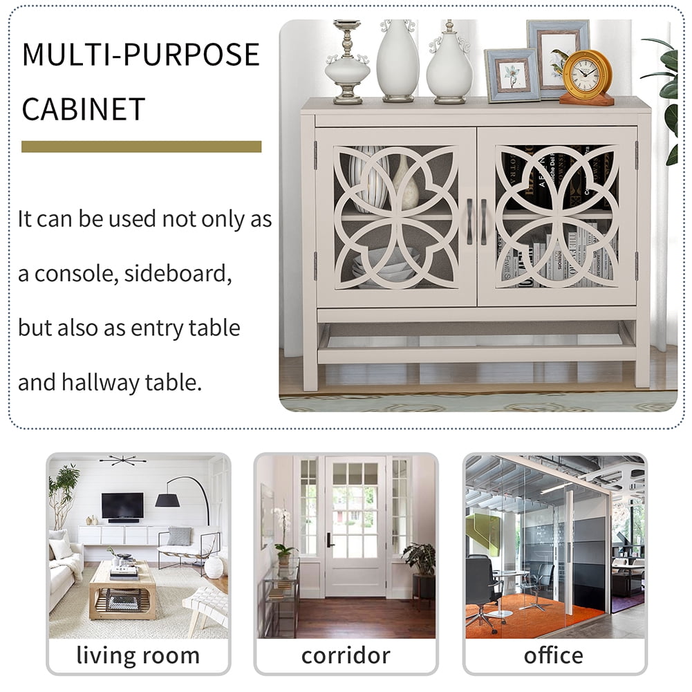 Lowestbest Buffet Sideboard, Storage Cabinet with Doors and Adjustable Shelf, Entryway Table for Living Room, Cream Lowestbest Buffet Sideboard, Storage Cabinet with Doors and Adjustable Shelf, Entryway Table for Living Room, Cream