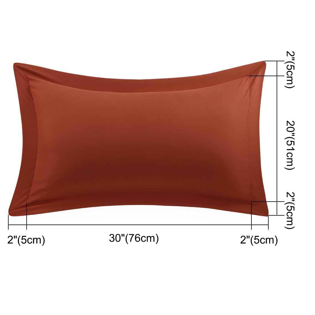 Unique Bargains 2-Pack Envelope Closure Pillow Sham Queen Rust