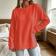 thumbnail image 5 of Women's Waffle Knit Crew Neck Long Sleeve Pullover Tops, Scalloped Hem & Scallop Cuffs Design, Loose Fit Casual Sweatshirt, Solid Color Fall Tunic Shirts for Women Saffron M, 5 of 5