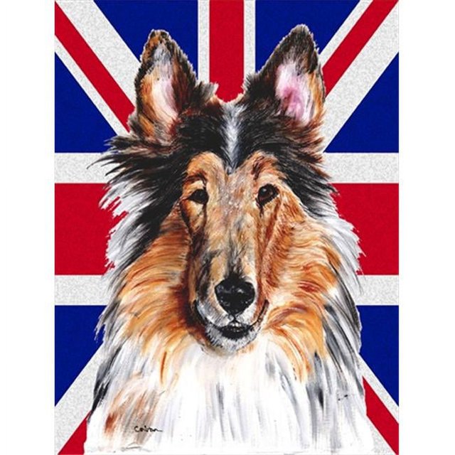 Carolines Treasures SC9893GF Collie avec Drapeau Britannique English Union Jack Drapeau Format Jardin