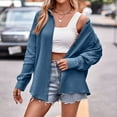 thumbnail image 2 of Siilsaa Plus Size Women Cardigan 2024 Long Sleeve Open Front Hoodie Knit Sweater Cardigan Outwear Blue,XL, 2 of 5