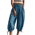 thumbnail image 2 of Xunlbb Women's Pants, Women's Casual Loose Baggy Pocket Pants Fashion Playsuit Trousers Overalls Imitation Cotton And Linen Cropped Pants Gift for Women ,Dark Blue XL, 2 of 7
