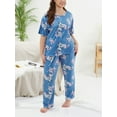 thumbnail image 5 of DGAIYIO 2PS Women's Floral Print Plus Size Pajama Set Soft Short Sleeve Top and Stretchy Pants Sleepwear, 5 of 9