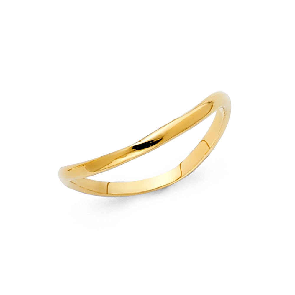 14K Solid Yellow Gold CZ Fancy Curvy Ring Ioka