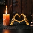 thumbnail image 4 of Neoyler Skeleton Heart Hands Resin Decor for Halloween Indoor Outdoor Spooky Display Suit for Home Office Desk and Gift for Halloween Lovers 4.7in Gold, 4 of 6