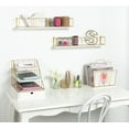 thumbnail image 5 of Kate and Laurel Benbrook 24 inch 2-Pack Wood and Metal Floating Wall Shelves, White and Gold, 5 of 5