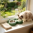 thumbnail image 6 of Tuvgenk 2-in-1 Cat & Dog Bowl Set with Automatic Water Dispenser & Food Tray Non-Slip Pet Feeder 10.63" Green, 6 of 6