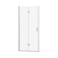 thumbnail image 5 of Demi Bonn 34" x 72" Bifold Shower Door, Walk-In Wet Room Divider, 1/4 inch Thick Clear Tempered Glass Frameless Shower Door, Silver, 5 of 8