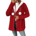 thumbnail image 5 of Maplenight Hooded Fleece Jacket for Women Button Down Thermal Winter Coat Casual Soft Fall Teddy Outerwear Fuzzy Coats, 5 of 8