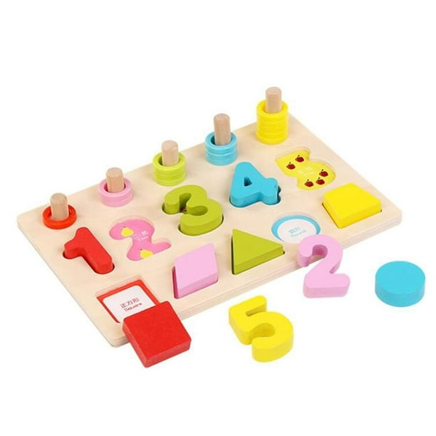 TOWO Juego de clasificación de madera con formas geométricas para apilar, clasificar y categorizar - Rompecabezas de formas de madera - Juego de formas geométricas - Juguetes educativos de madera Montessori Juguetes para niños de 3 años Zhivalor LN-1210