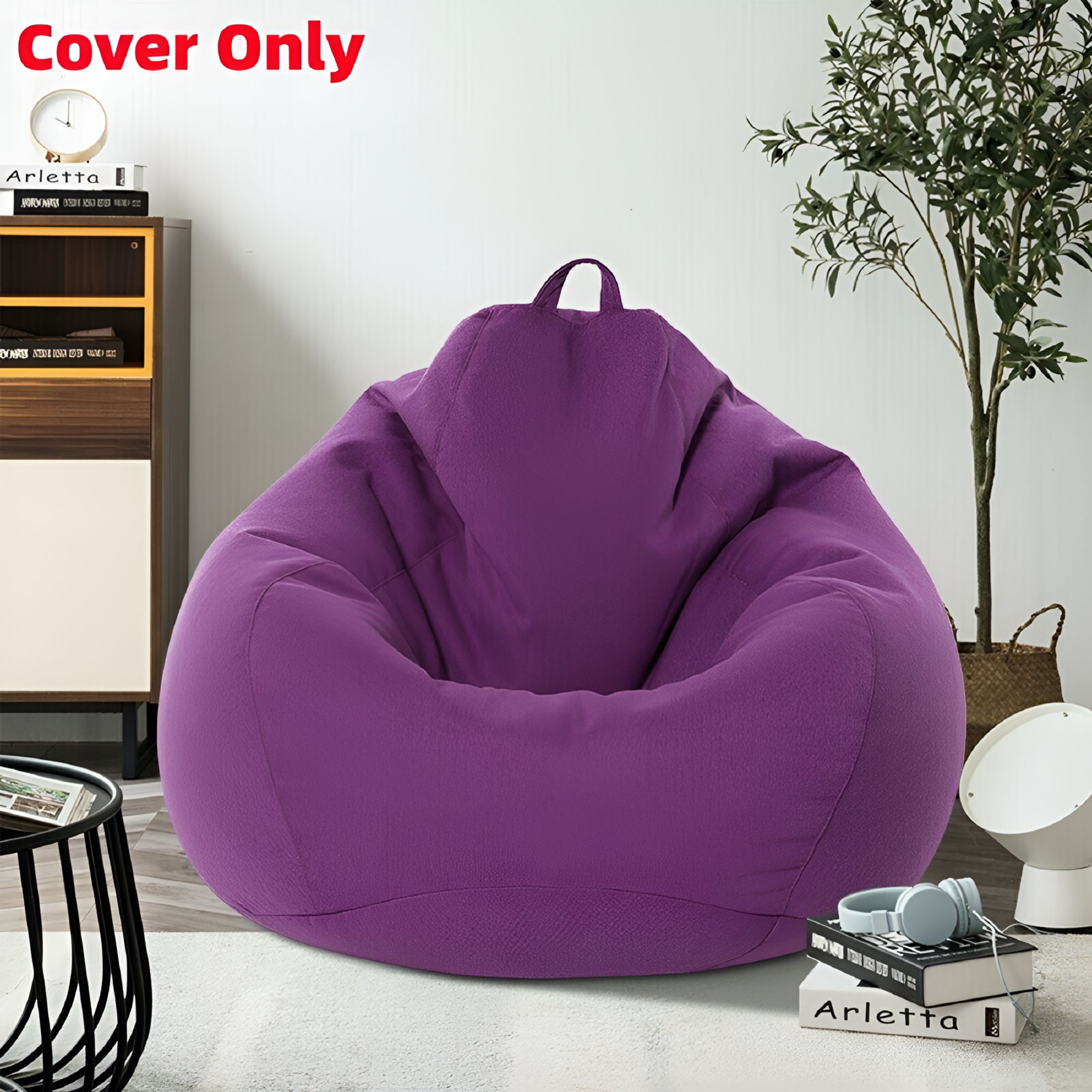 LAMIRO 2 Size Large Bean Bag Chair Indoor For Adults Kids Lazy Lounger Couch Sofa Cover