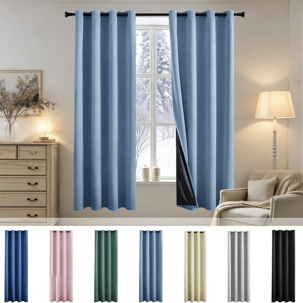Cortinas Opacas con Reducción de Ruido - Cortinas Térmicas con Ojales para Mayor, Beige MNFD