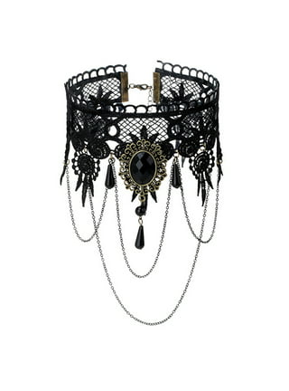 Women Necklace Gothic Punk Lace Moon Choker Steampunk Cosplay Neck  Accessories