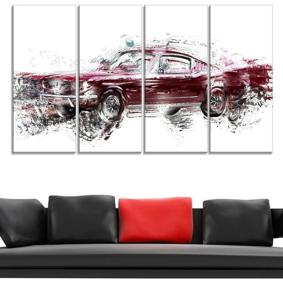 DESIGN ART  "Wine Colored Muscle Car" Canvas Art Print