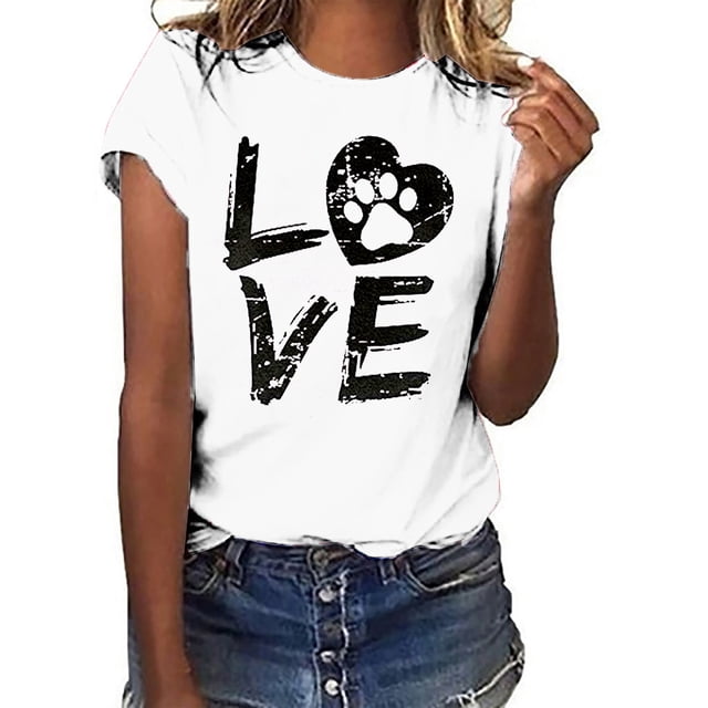 Hauts à Manches Courtes pour Femmes T-Shirt Unisexe Motif Imprimé Mode Décontractée Couleur Unie Hauts à Manches Courtes pour Femmes T-Shirts pour Femmes Mode