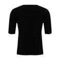 thumbnail image 5 of Black Spring Shirts for Women 2024, Elbow-Length Tshirts Shirts for Women Graphic, Cotton Blouses for Women Business Casual, Women's Fashion Sweater V Neck Half Sleeve Loose Base T Shirt Top, 5 of 9