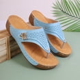 thumbnail image 5 of Womens Sky Blue Summer Sandals | Comfortable Wedge Thong Sandals with Cushioned Insole & Breathable Cutouts for Walking, Casual Outfits,Size 6.5, 5 of 9