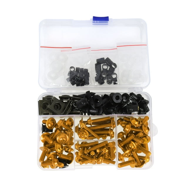 Tornillos de parabrisas Unique Bargains compatibles con la mayoría de las motos deportivas para Kawasaki, Yamaha, Suzuki, Honda, acero inoxidable, goma, tono dorado