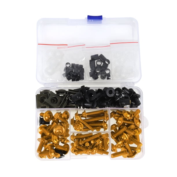 Tornillos de parabrisas Unique Bargains compatibles con la mayoría de las motos deportivas para Kawasaki, Yamaha, Suzuki, Honda, acero inoxidable, goma, tono dorado