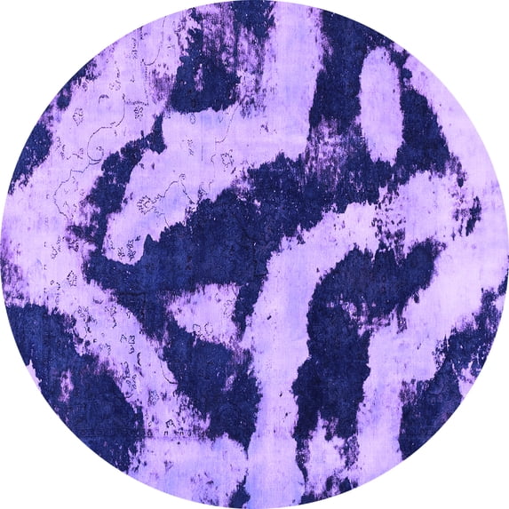 Ahgly Company Indoor Round Abstract Purple Modern Area Rugs, 5' Round