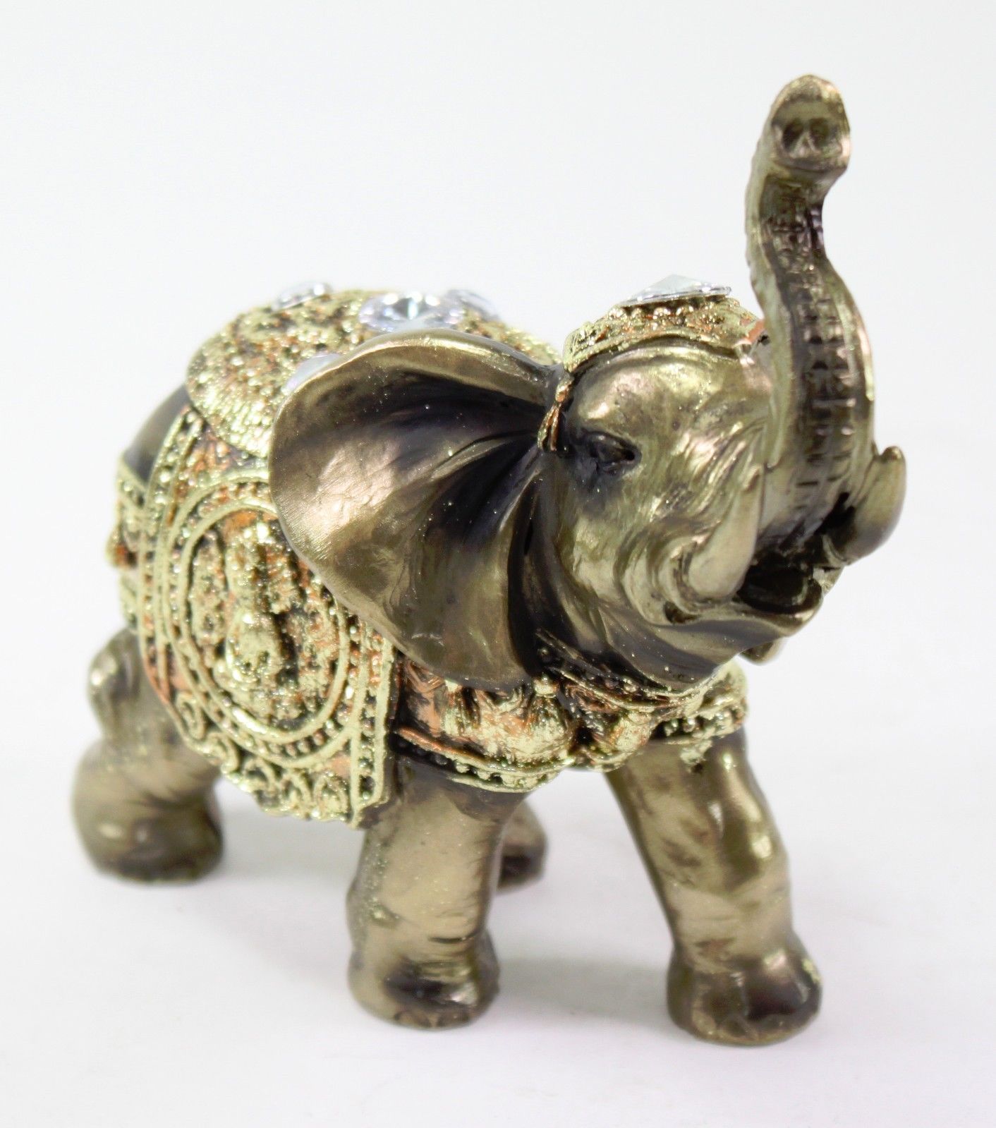 Feng Shui 5" Bronze Color Elephant Trunk Statue Wealth Lucky Figurine Gift Home Decor