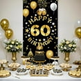 thumbnail image 3 of Happy 60th Birthday Decorations for Men Women, 60th Birthday Banner Backdrop, Fabric 60 Years Old Party Yard Sign Photo Props Door Decor Supplies, Sixty Black Gold Theme for Indoor Outdoor, 3 of 6