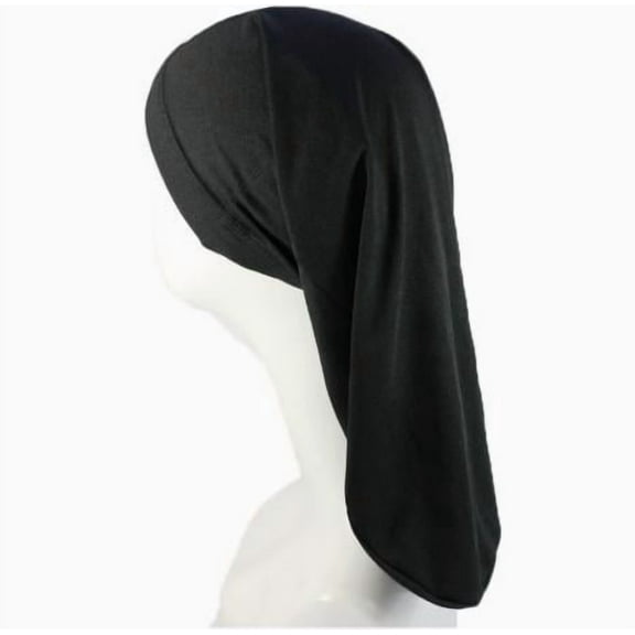 BESTYASH Breathable Black Hair Cap Long Tail Bonnet for Travel and Outdoor Use