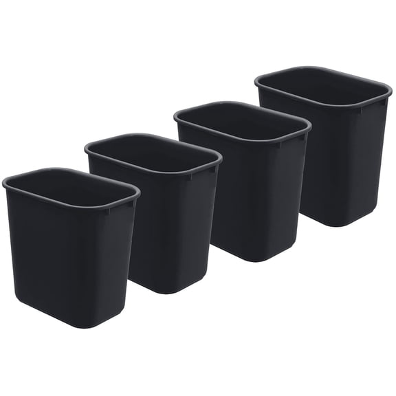 Acrimet Wastebasket, Deskside Bin, 6.75 Gallon/ 27 Quart/ 24 Liter (Plastic) (Black Color) (Set of 4)