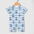 thumbnail image 3 of Navy Anchors Stripes Newborn Infant Baby Romper Boy Girl Sea Ocean Nautical Life Summer Short Sleeve Jumpsuit Bodysuit, 3 of 6
