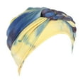 thumbnail image 2 of Yellow Stretch Turban Hats for Women Polyester,Spandex,cotton Pre-Tied Twisted Turbans Head Scarf for Women Hair Wraps Cover Beanie Cancer Chemo Headwear One Size, 2 of 4