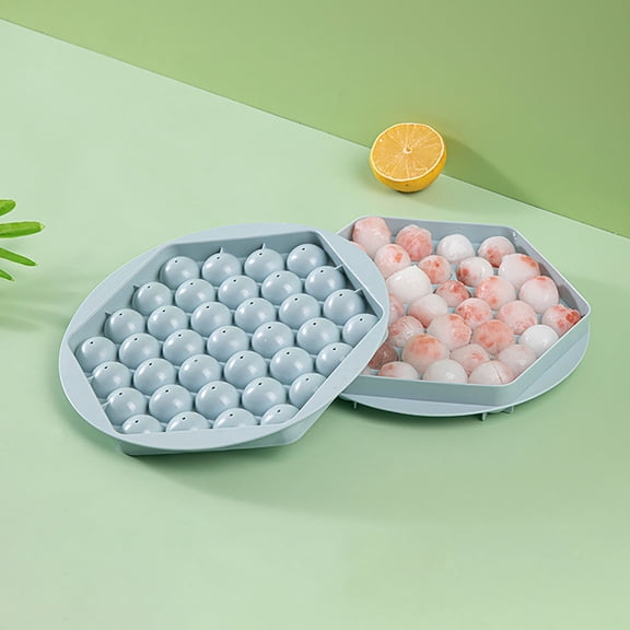 Spherical Ice Cube Tray – BPA-Free Food Grade PE, Dishwasher Safe & Easy Release for Cocktails/Whiskey/Baby Food, Compact Freezer Storage (8.3x8.3x1.2in) Blue