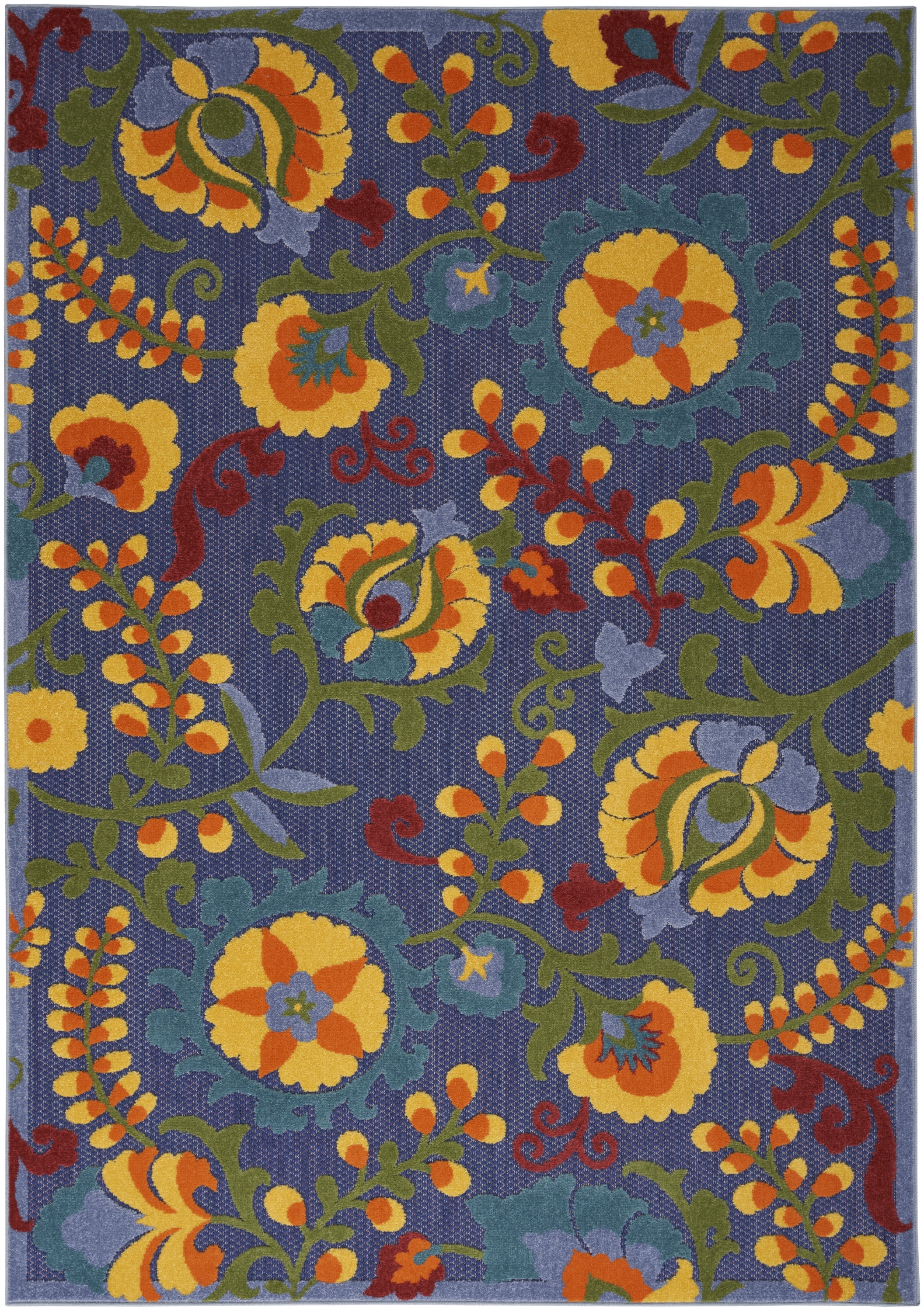 Nourison Aloha Indoor/Outdoor Navy Multicolor 6' x 9' Area Rug (6x9)