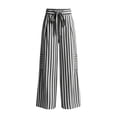 thumbnail image 4 of ZHYou No Boundarie Womens Striped Pants Casual Drawstring High Waist Wide Leg Cute Stylish Loose Fit Trousers,Black,Size L, 4 of 4