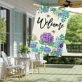 thumbnail image 2 of Summer Spring Hydrangea House Flag Double Sided 28x40 Inch, Purple Blue Flower Floral Welcome Garden Flag Burlap Vertical Seasonal Farmhouse Yard Outdoor Decoration (Large), 2 of 5