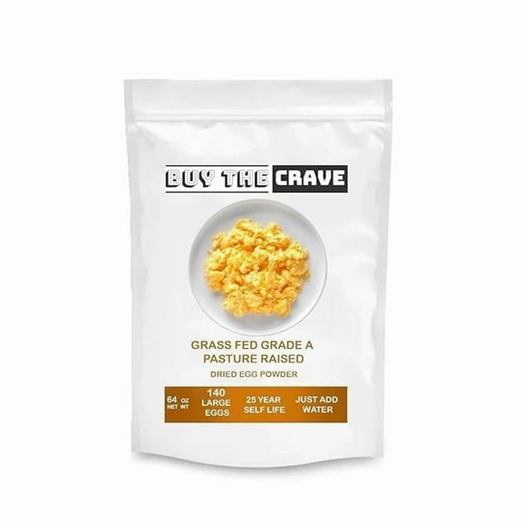 Powdered Dried Eggs, Grade A Eggs, Grass Fed Pasture Raised, 85 Servings, MRE Food Supply, Camping Essentials, Emergency Food Supply, 64 OZ
