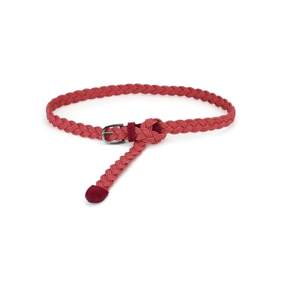 Cinturones de cuero sintético trenzados delgados ajustables para mujeres INSPIRE CHIC, rojos, para cinturas de 24-35.8"