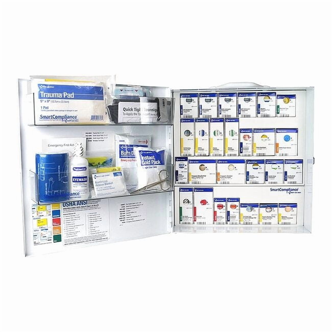 First Aid Kit and Housing, Metal Cabinet, 344 Components, 100 People Served 91377