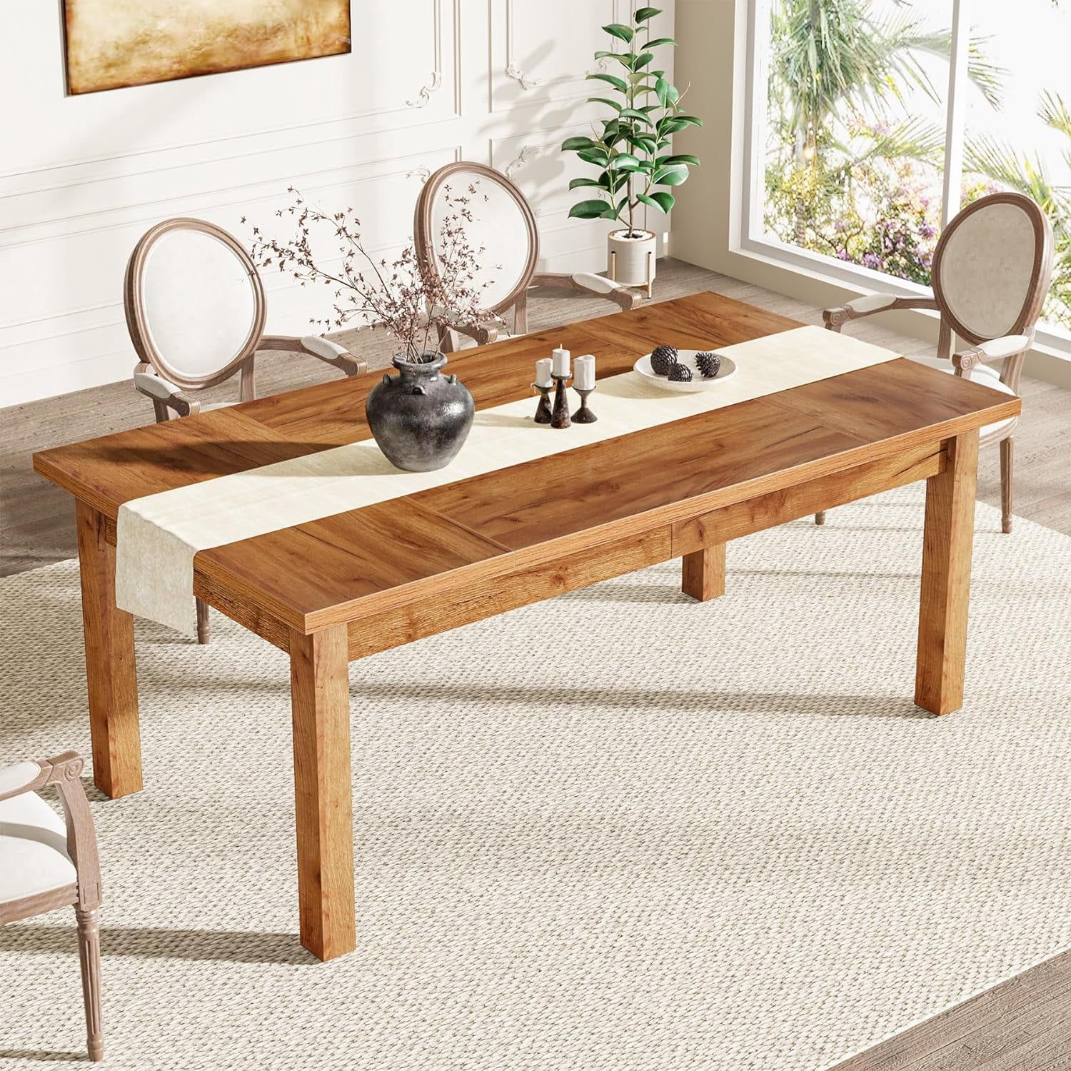Tribesigns 70.86 in Rectangle Spacious Dining Table, Walnut