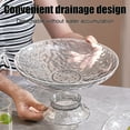 thumbnail image 4 of chaungfeng Fruit Bowl for Kitchen Decor Counter, 10" Large Decorative Bowl, Modern Key Bowl, High Foot Round Serving Blows with Gonvenient Drainage Design, Thickened Plastic Bowl(Clear), 4 of 6